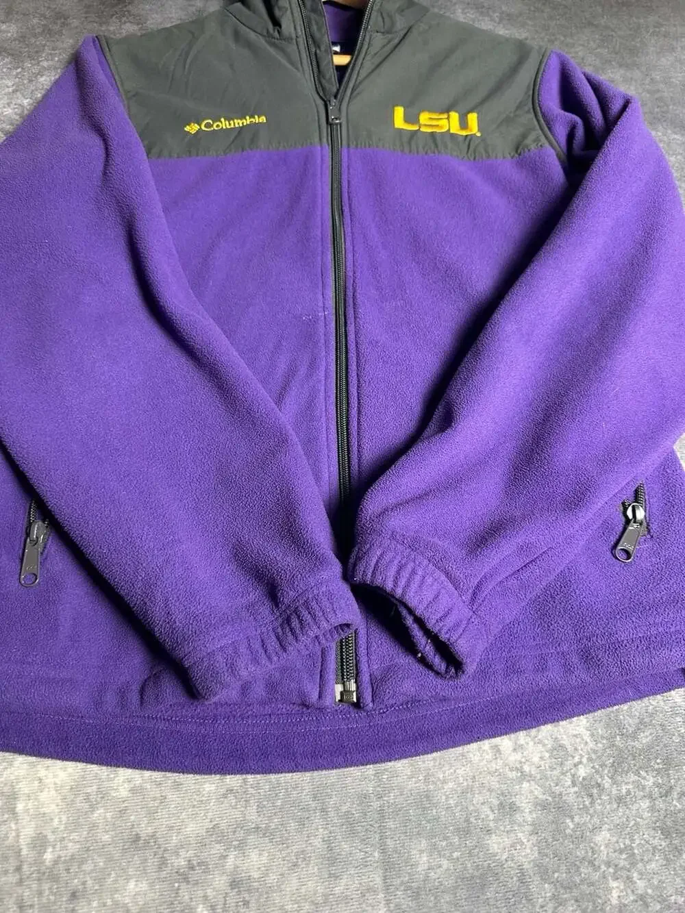 Men Columbia Lsu tigers hooded fleece zip up jacket Size men S
